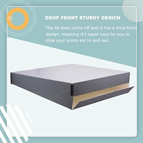 golden state art, drop front archival storage box, front angle view