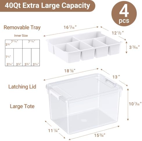 160qt stackable storage bins with lids trays craft shown in use