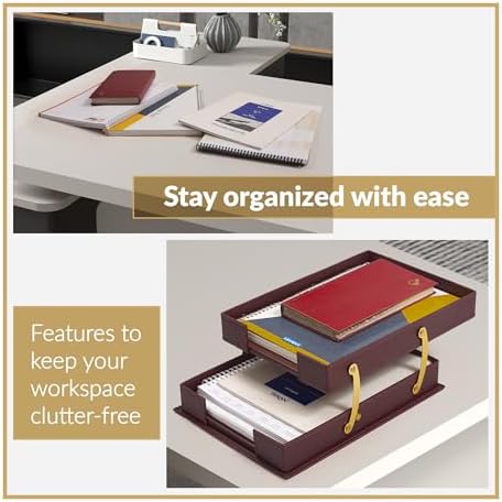 MOOGCO 12-Piece Leather Desk Set — Desk Pad 23.2" x 15.4", Double D...