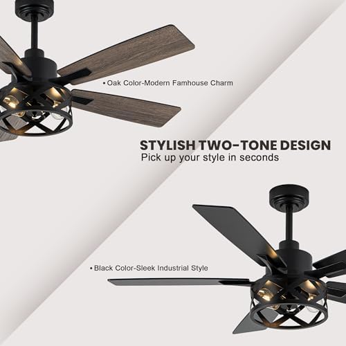 dawn whisper 52 inch black farmhouse ceiling fans, package contents