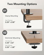 huanuo vertical dual monitor mount, stacked monitor stand on a desk or shelf