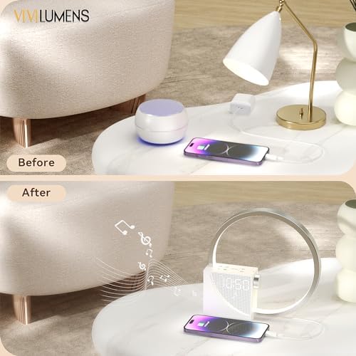 vivilumens sunrise digital alarm clock, white noise sound on a desk or shelf