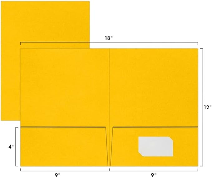 LUXPaper 9" x 12" Presentation Folders | Two Pocket | Sunflower Yellow | 100lb. - Image 2