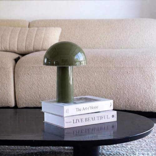 Brightech Celia Table Lamp – 10" Touch-Controlled Mushroom Accent Lamp, ...