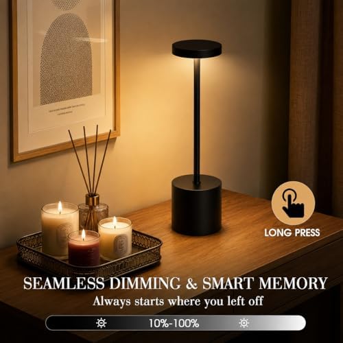 Cordless Table Lamp Set of 2, 5000mAh Rechargeable Lamp with Touch Control &a...
