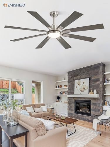 zmishibo 62” modern ceiling fan with light, remote, front angle view