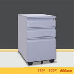 Filing Cabinet Steel Cabinet Three Drawers with Wheels Mobile Office File Short with Lock Thick Office(Gris)