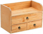 nicunom bamboo desk organizer, 3-tier bamboo tabletop storage, view 10