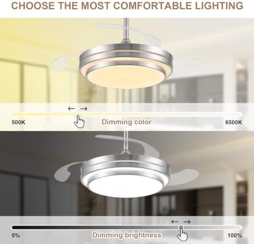 48 inch fandelier ceiling fan with light,modern retractable, close-up detail