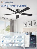 zmishibo 52 inch ceiling fans with lights, remote&app shown in use