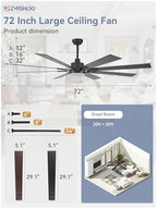 zmishibo 72" ceiling fans with lights for patio, close-up detail