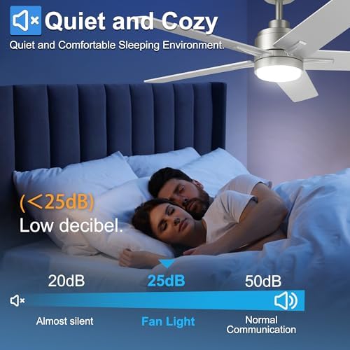 52 inch brushed nickel ceiling fan with light, close-up detail
