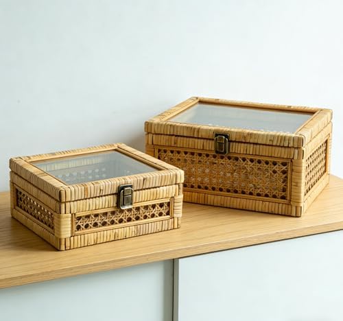 huaxin craft h rattan square box with lid, side view
