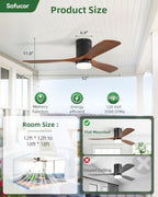 sofucor 52 inch wood ceiling fans with lights on a desk or shelf