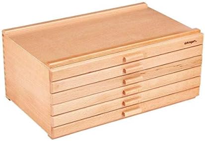 kingart wood 6-drawer artist supply storage box, 15-3/4”, side view