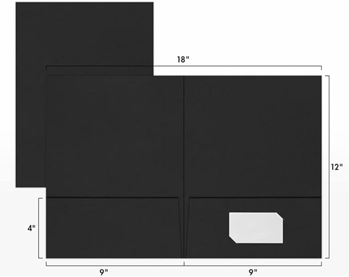 LUXPaper 9" x 12" Presentation Folders | Two Pocket | Midnight Black | 100lb. - Image 2