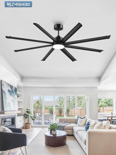 zmishibo 84 inch ceiling fans with lights,8 aluminum, front angle view