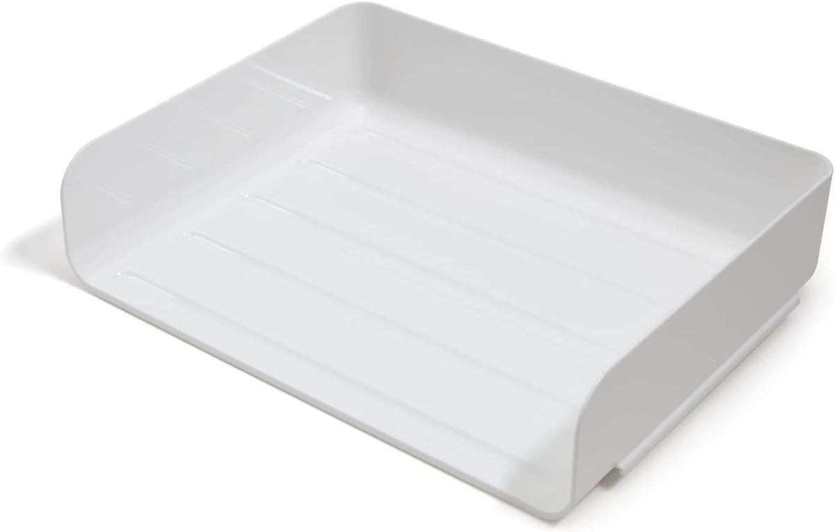 TRU RED Side-Load Stackable Plastic Letter Tray, White