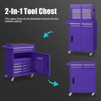 dreamade 5-drawer tool chest combo, rolling tool cabinet, side view