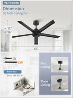 zmishibo 52 inch ceiling fan no light, commercial, package contents