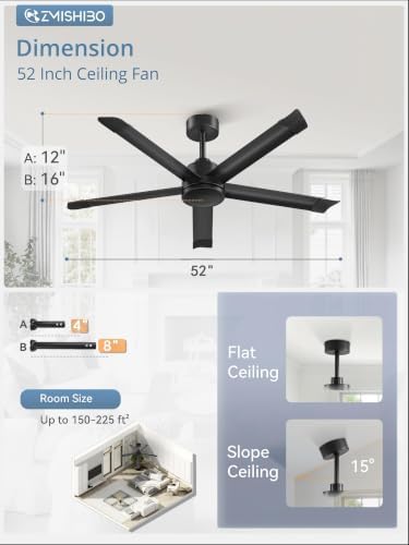 zmishibo 52 inch ceiling fan no light, commercial, package contents