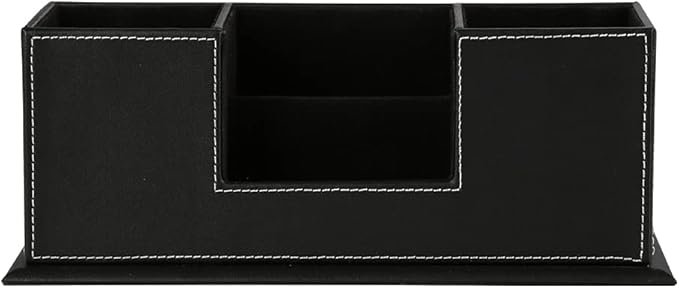 KINGFOM Office Supplies Desk Organizer PU Leather Storage Box 4 Divided - Image 4