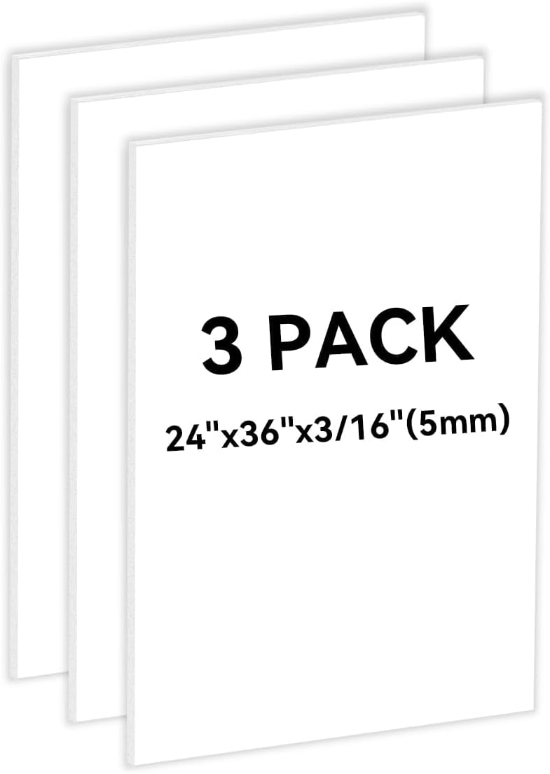 3PACK White Foam Board 24x36×3/16 inches,5MM Foam Core Board Poster Board for...