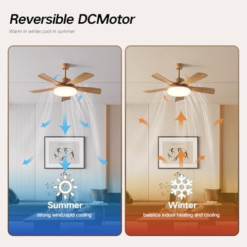 46 inch wood ceiling fan with remote, solid, side view