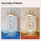46 inch wood ceiling fan with remote, solid, side view