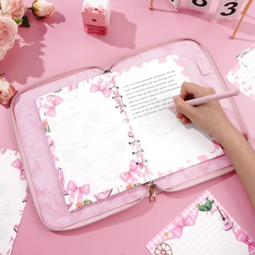 100 Sheets Cowgirl A5 Planner Inserts - 120GSM Thick Pink Bow Refill Paper for A5 6-Ring Binder, Western Cowgirl Boots 6 Hole Loose Leaf Sheets for Journal Diary Notebook Budget Creative Planning