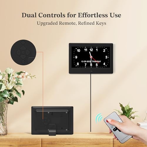 7'' dementia clocks for seniors, large display digital on a desk or shelf