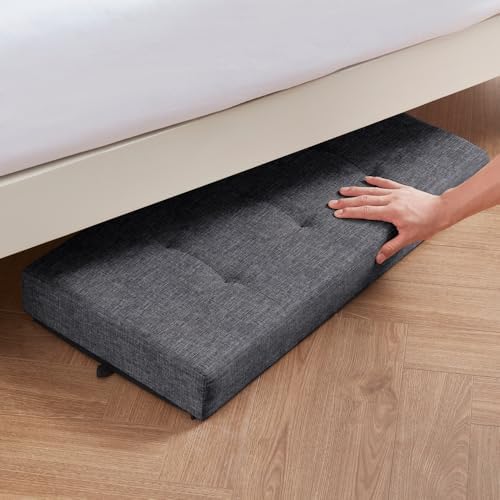 Ornavo Home 30" Large Storage Ottoman Bench with Legs, Dark Gray