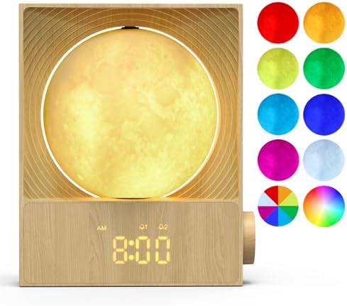 sunrise alarm clock, 360-degree rotating moonlight & 10, view 9