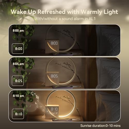 vivilumens sunrise alarm clock with sound machine for showing dimensions