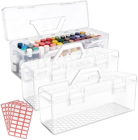 paint storage box with handle clear plastic organizer, main product view
