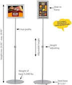 m&t displays pedestal adjustable telescoping menuboard, aluminum profile, close-up detail