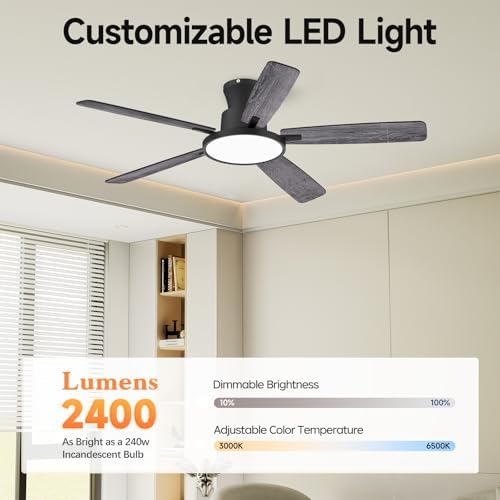52" smart ceiling fans with lights compatible with shown in use