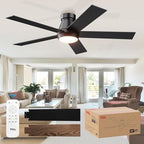 tcl 52" black flush mount ceiling fan with, view 9