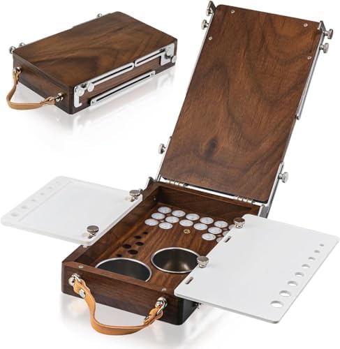 acode wood travel watercolor palette, plein air easel, main product view