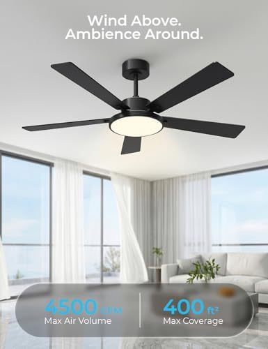 cinoton 52" smart ceiling fans with lights and shown in use