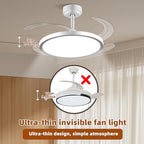baysquirrel slim retractable ceiling fan with lights and showing dimensions