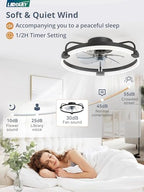 lediary 20" ceiling fans with lights and remote showing dimensions