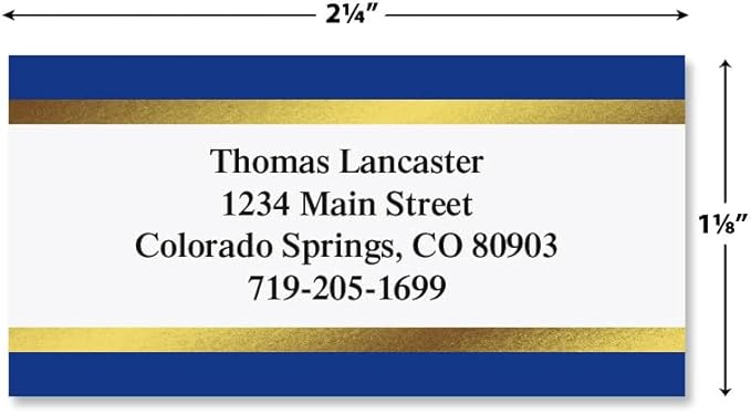 Blue and Gold Foil Border Return Address Labels - Image 2
