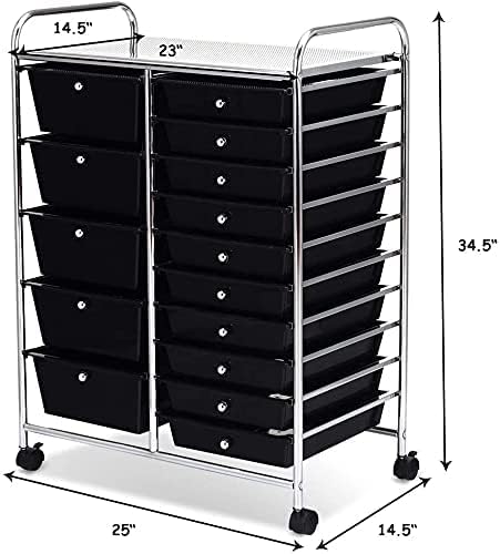 DORTALA 15-Drawer Rolling Storage Cart - Image 3