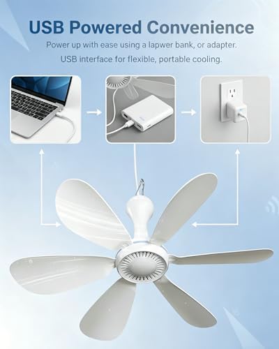 collapsible ceiling fan for cruise portable magnetic usb, side view