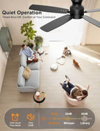 ohniyou 52'' low profile ceiling fan with lights showing dimensions