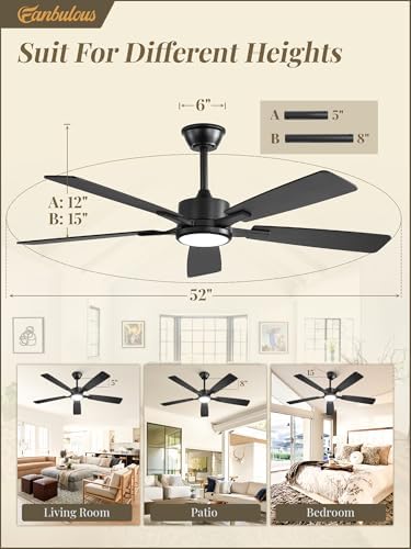 fanbulous 52 inch ceiling fans with lights, black on a desk or shelf