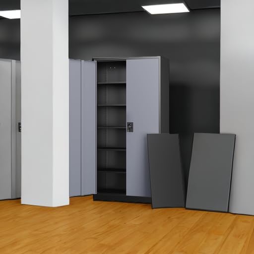 letaya metal garage storage cabinets with lock door showing dimensions