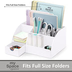 white desktop organizer - 9 compartment office desk, close-up detail