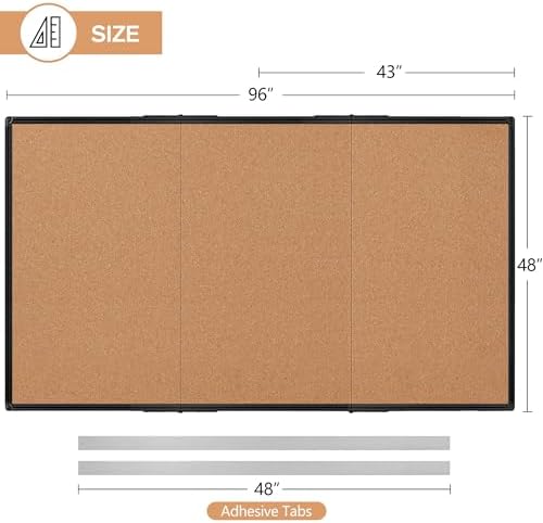 Extra Large Cork Bulletin Board 96" X 48", Foldable Notice Pin Boar...
